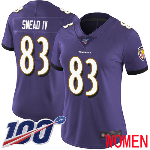 Baltimore Ravens Limited Purple Women Willie Snead IV Home Jersey NFL Football #83 100th Season Vapor Untouchable->women nfl jersey->Women Jersey